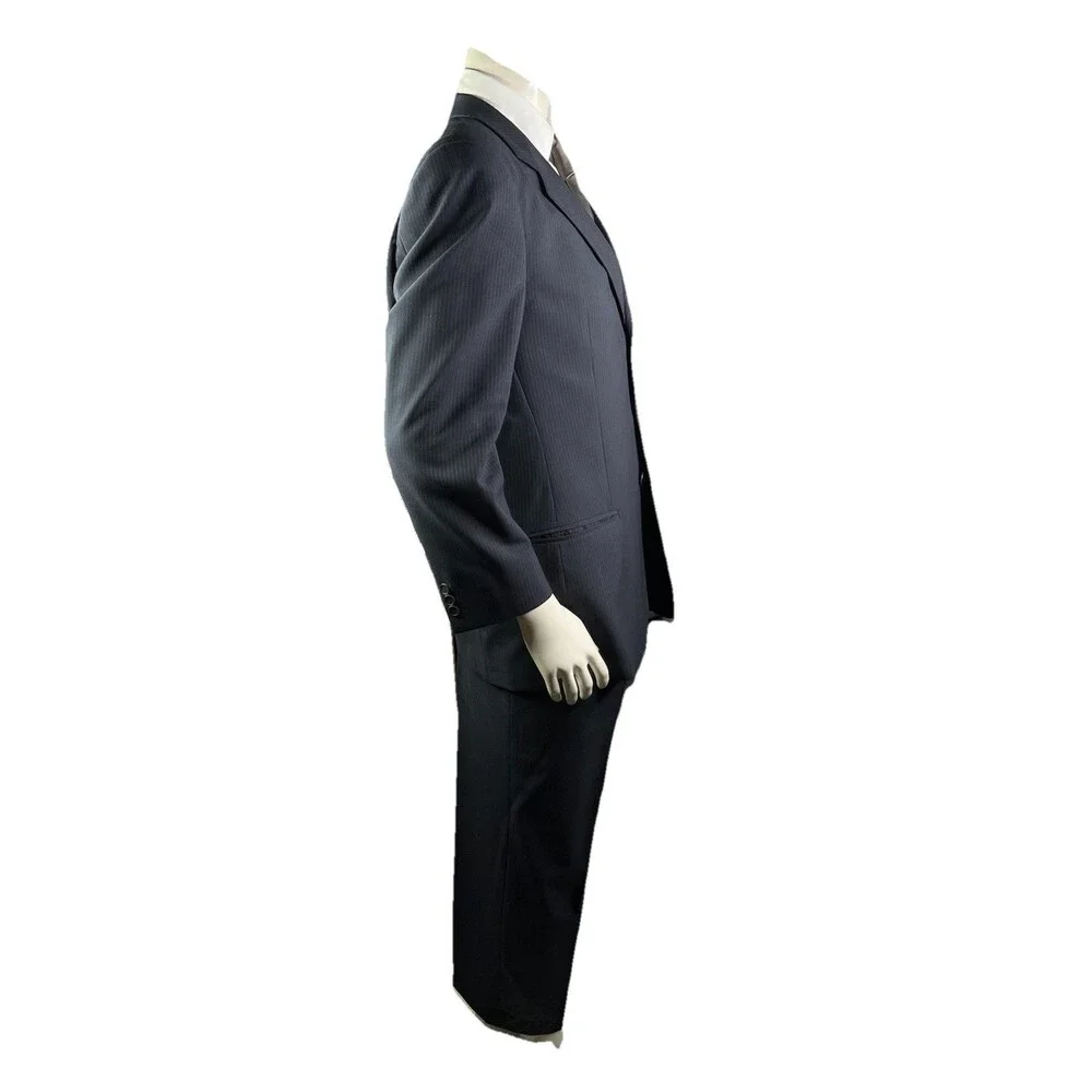 Mani Giorgio Armani Men Suit Navy Pencil Striped 40R 36x30 Jacket Pants Set